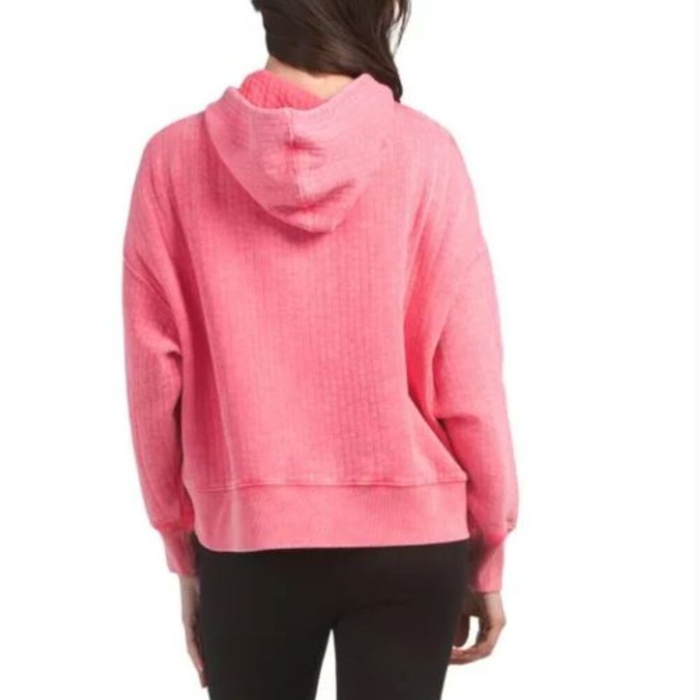 NWT HARMONY & BALANCE Oversized Cotton Washed Jacquard Hoodie Size XS - Picture 3 of 16
